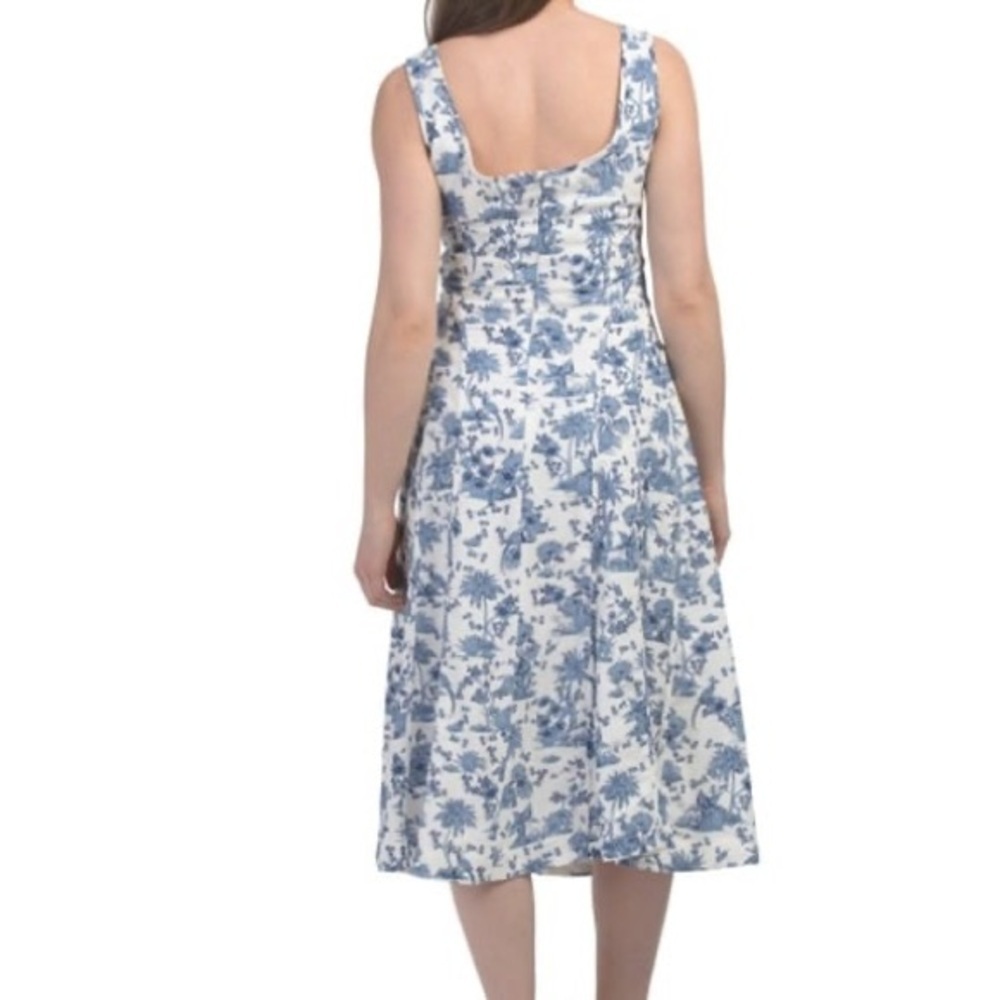 House of Harlow 1960 White and Blue Patterned Midi Dress - Picture 2 of 10